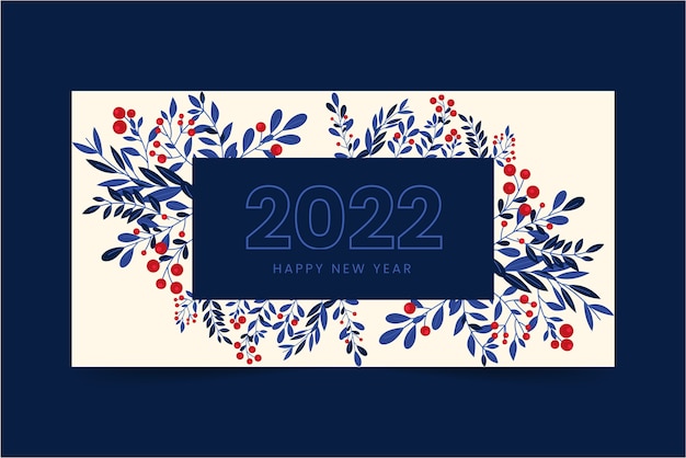 Vecteur gratuit bannière horizontale plate bonne année 2022