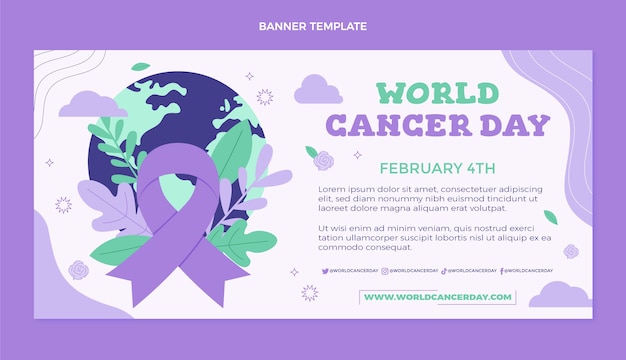 Bannière Horizontale Plate De La Journée Mondiale Du Cancer