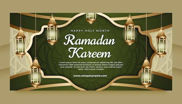 Vecteur gratuit bannière horizontale de ramadan dégradé