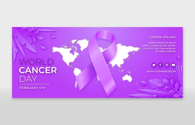 Vecteur gratuit bannière horizontale réaliste de la journée mondiale du cancer