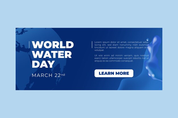 Bannière horizontale réaliste de la journée mondiale de l'eau