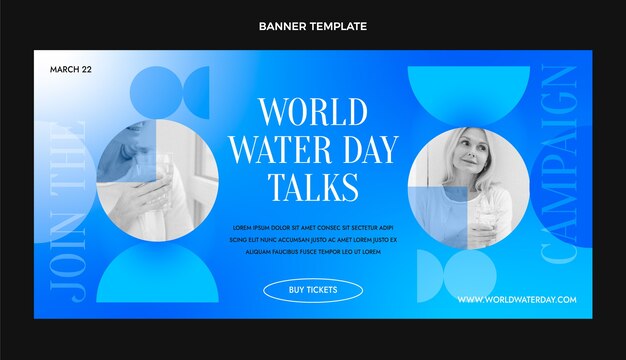 Bannière horizontale de vente de la journée mondiale de l'eau dégradée