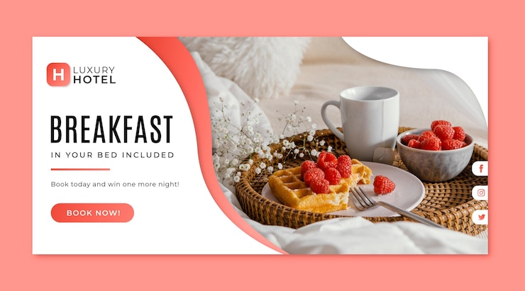 Vecteur gratuit bannière d'hôtel dégradé avec photo