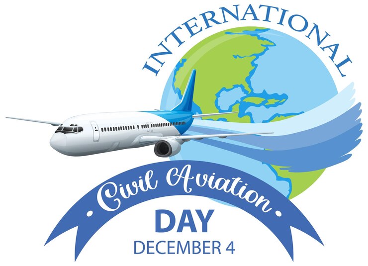 Vecteur gratuit bannière d'icône de la journée de l'aviation civile internationale