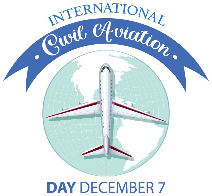 Vecteur gratuit bannière d'icône de la journée de l'aviation civile internationale