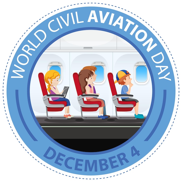 Vecteur gratuit bannière d'icône de la journée de l'aviation civile internationale