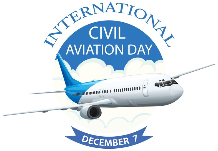Vecteur gratuit bannière d'icône de la journée de l'aviation civile internationale