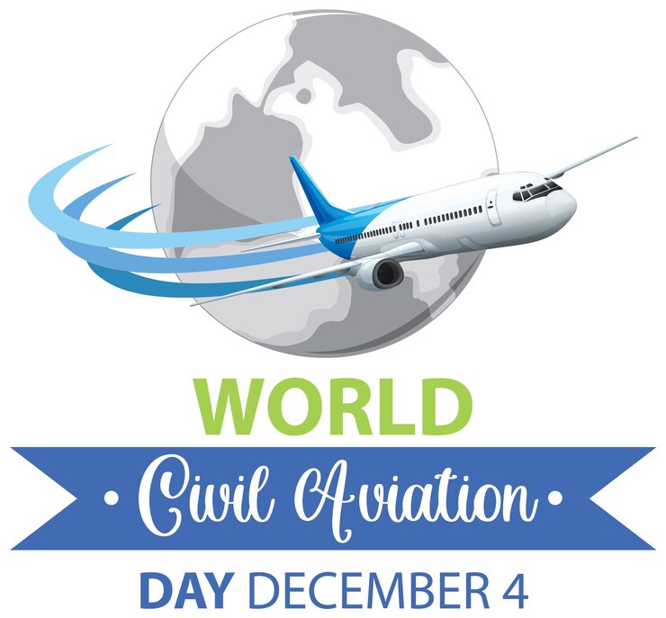 Vecteur gratuit bannière d'icône de la journée de l'aviation civile internationale