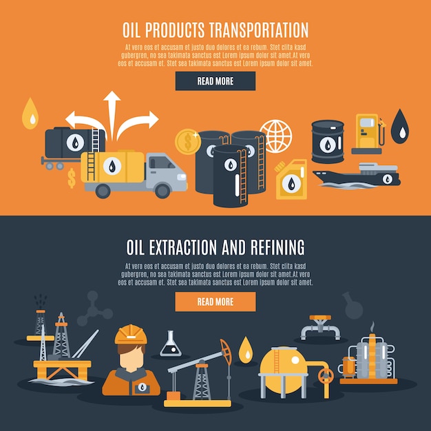 Vecteur gratuit bannière de l'industrie pétrolière