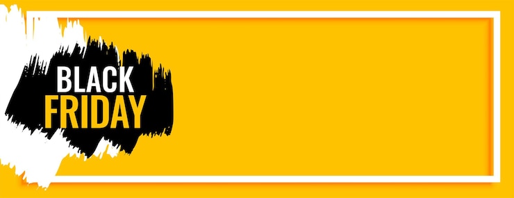 Vecteur gratuit bannière jaune de vente vendredi noir avec espace de texte