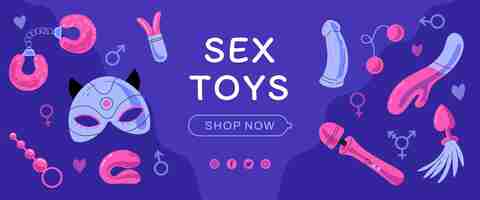 Vecteur gratuit bannière de jouets sexuels design plat