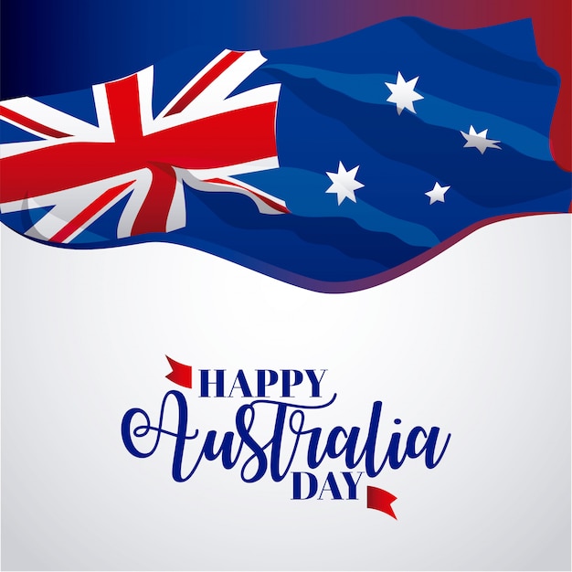 Bannière de jour australie heureux sur gris, drapeau illustration
