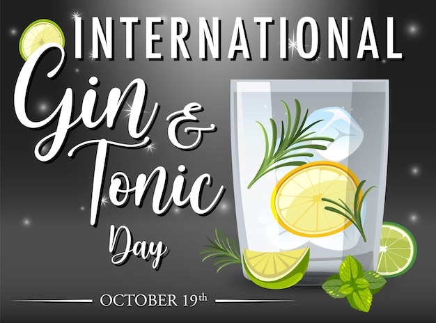 Vecteur gratuit bannière de la journée internationale du gin tonic