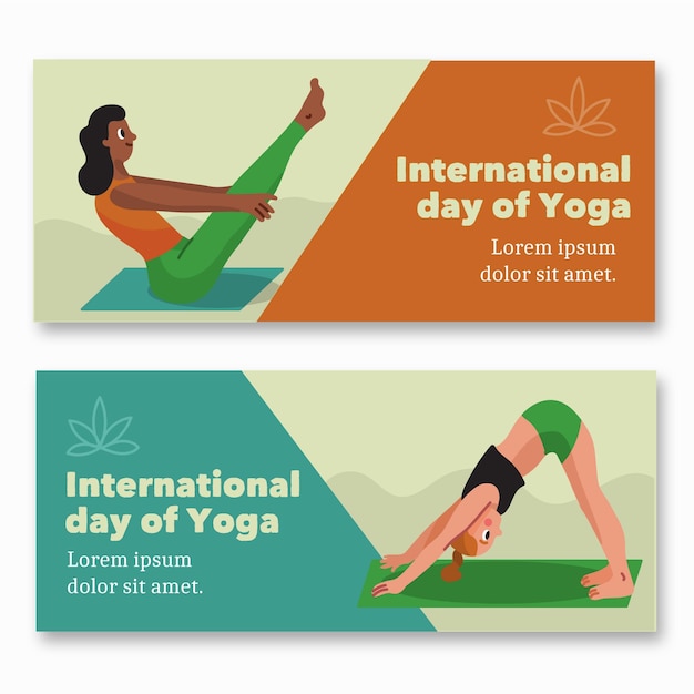 Vecteur gratuit bannière de la journée internationale du yoga dessinée à la main