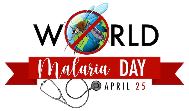 Bannière de la journée mondiale du paludisme avec signe de moustique