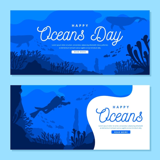 Vecteur gratuit bannière de la journée mondiale des océans