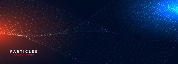 Bannière large de particules de technologie numérique rougeoyante