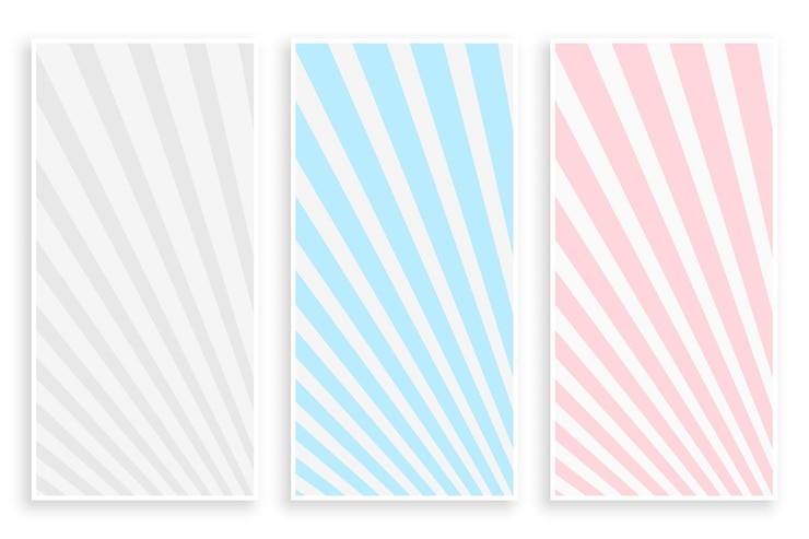 Vecteur gratuit bannière de lignes de rayons de couleurs pastel ensemble de trois