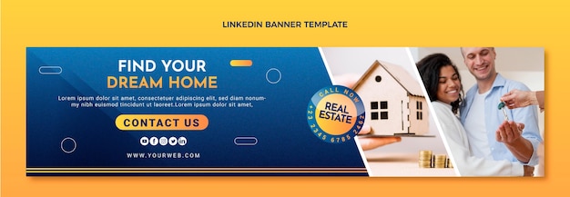 Bannière Linkedin De L'immobilier à Texture Dégradée