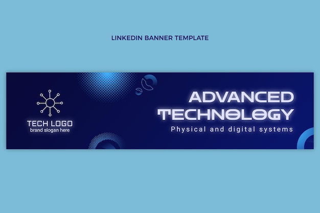 Vecteur gratuit bannière linkedin de technologie de demi-teinte dégradée