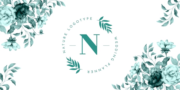 Vecteur gratuit bannière de logo nature avec fleurs vintage