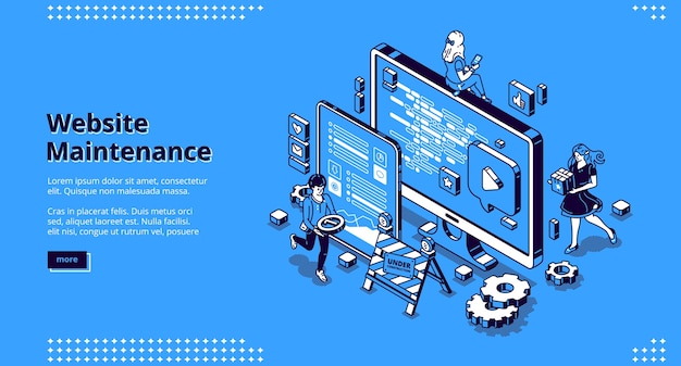 Bannière De Maintenance Du Site Web. Concept De Mise à Jour Du Logiciel Internet, Développement Et Gestion Des Pages Web.