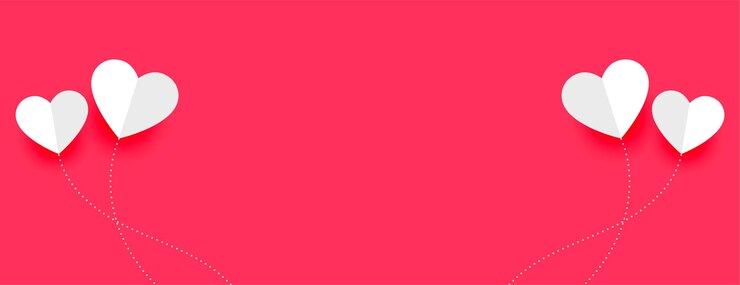 Vecteur gratuit bannière minimale de la saint-valentin avec des coeurs de ballon en papier