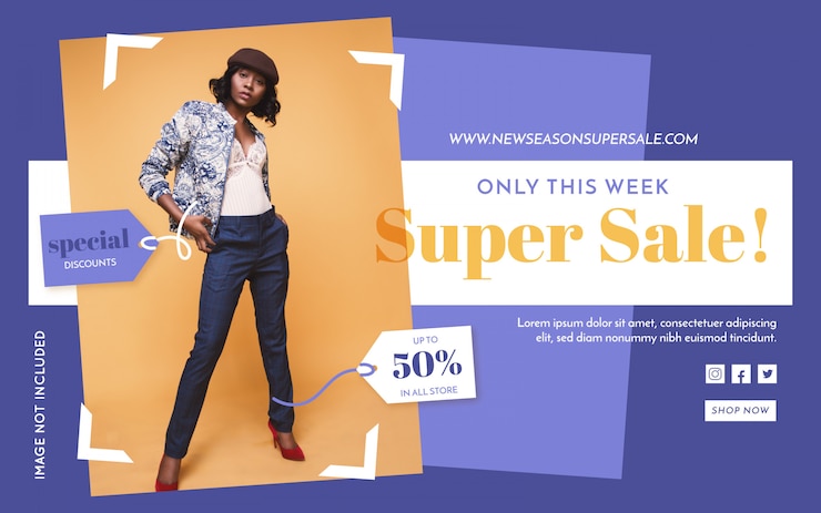 Vecteur gratuit bannière de mode de promotion