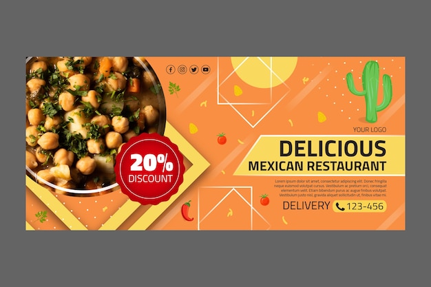 Bannière De Modèle De Cuisine Mexicaine