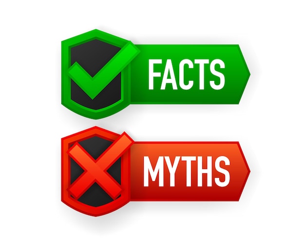 Bannière de mythes ou de faits sur fond blanc. illustration vectorielle.