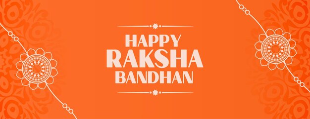 Bannière orange heureuse de raksha bandhan avec la conception de rakhi dessinée à la main