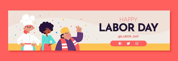 Vecteur gratuit bannière plate de la fête du travail