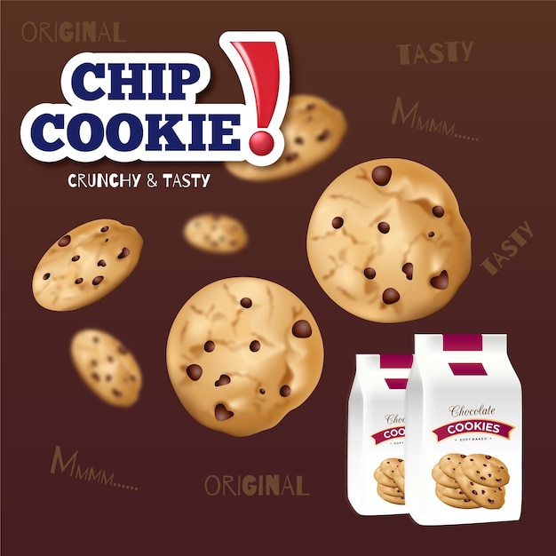 Vecteur gratuit bannière publicitaire de cookies à puce