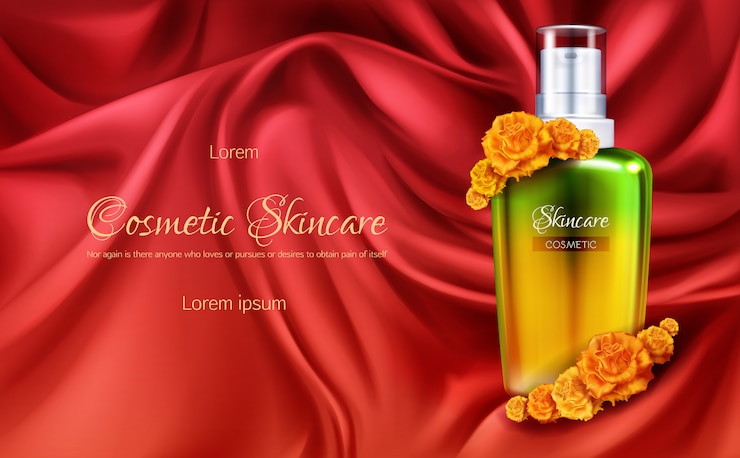 Vecteur gratuit bannière publicitaire vecteur réaliste 3d de cosmétiques pour femmes ou affiche promotionnelle cosmétique.