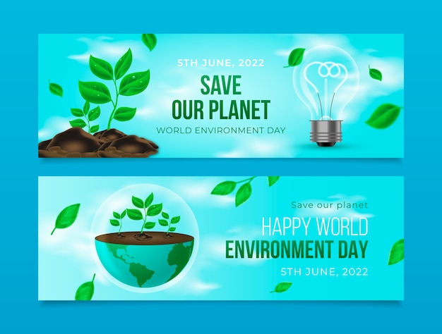 Vecteur gratuit bannière réaliste de la journée mondiale de l'environnement