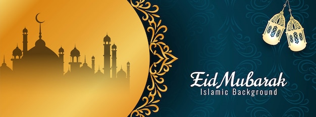 Vecteur gratuit bannière religieuse du festival islamique eid mubarak