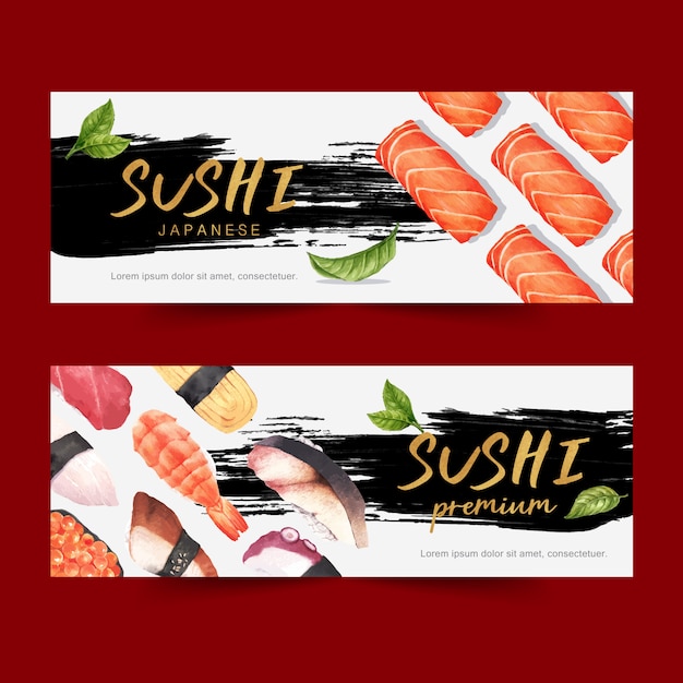 Vecteur gratuit bannière de restaurant de sushi