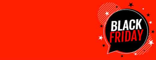 Vecteur gratuit bannière rouge de vente vendredi noir avec bulle de dialogue