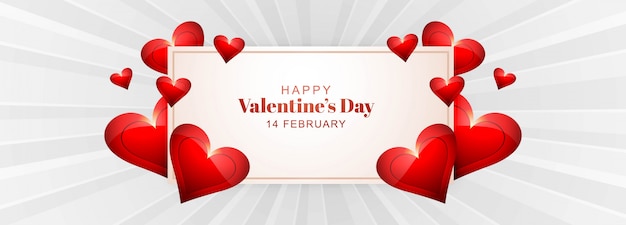 Bannière De Saint Valentin Avec Coeurs