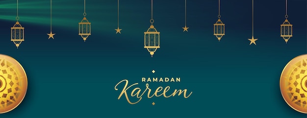 Bannière saisonnière ramadan kareem avec décoration arabe