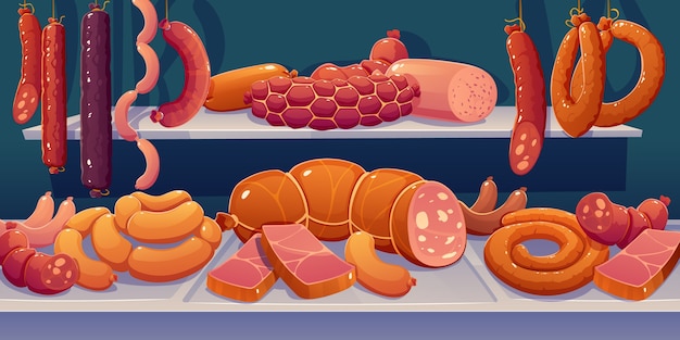 Vecteur gratuit bannière de saucisse de style dessin animé