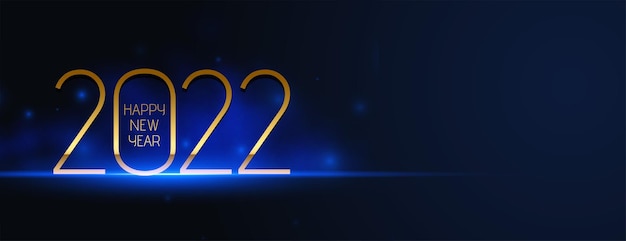 Bannière Scintillante à Effet De Lumière Bleue De Style De Texte De Ligne Dorée Premium 2022