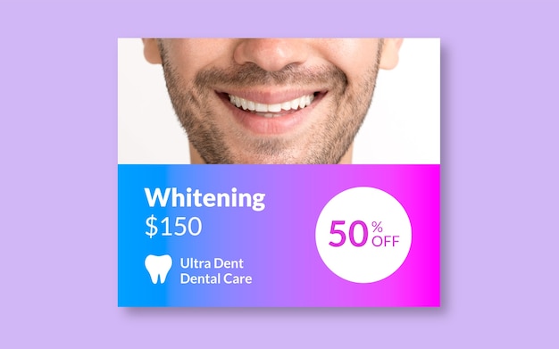 Vecteur gratuit bannière de soins dentaires ultra dent professionnel dégradé