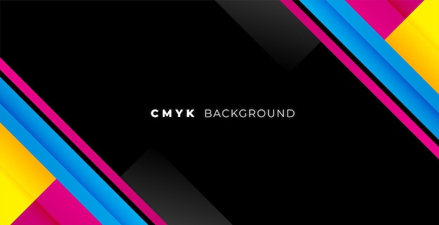 Vecteur gratuit bannière sombre abstraite cmyk avec vecteur à rayures colorées