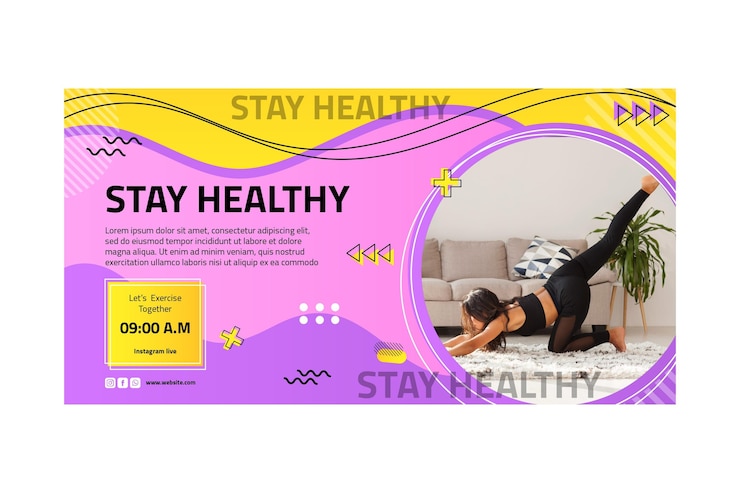 Vecteur gratuit bannière de sport à la maison