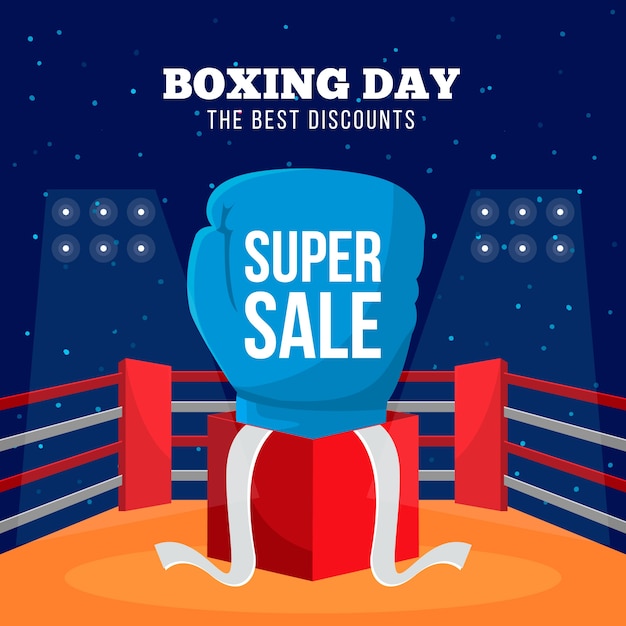 Vecteur gratuit bannière super vente design plat boxing day