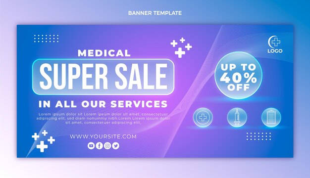 Bannière de super vente médicale dégradée