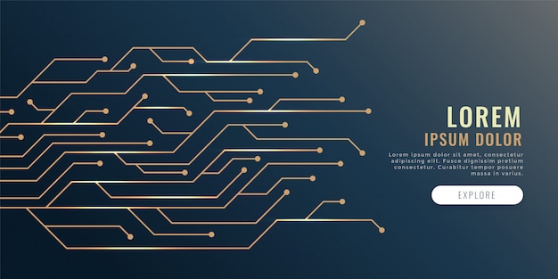 Vecteur gratuit bannière de technologie de diagramme de lignes de circuit