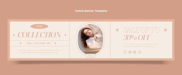 Vecteur gratuit bannière de twitch de boutique minimale plate