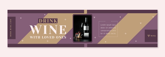 Vecteur gratuit bannière de twitch de fête du vin design plat